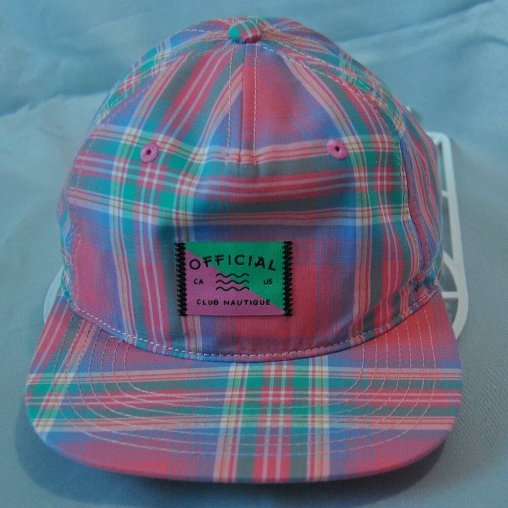 Official Club Nautique Pink Plaid Snap Back Hat